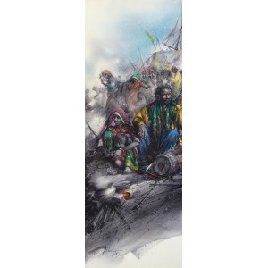 Ali Abbas, 11 x 30 Inch, Watercolor on Paper, Figurative Painting, AC-AAB-173